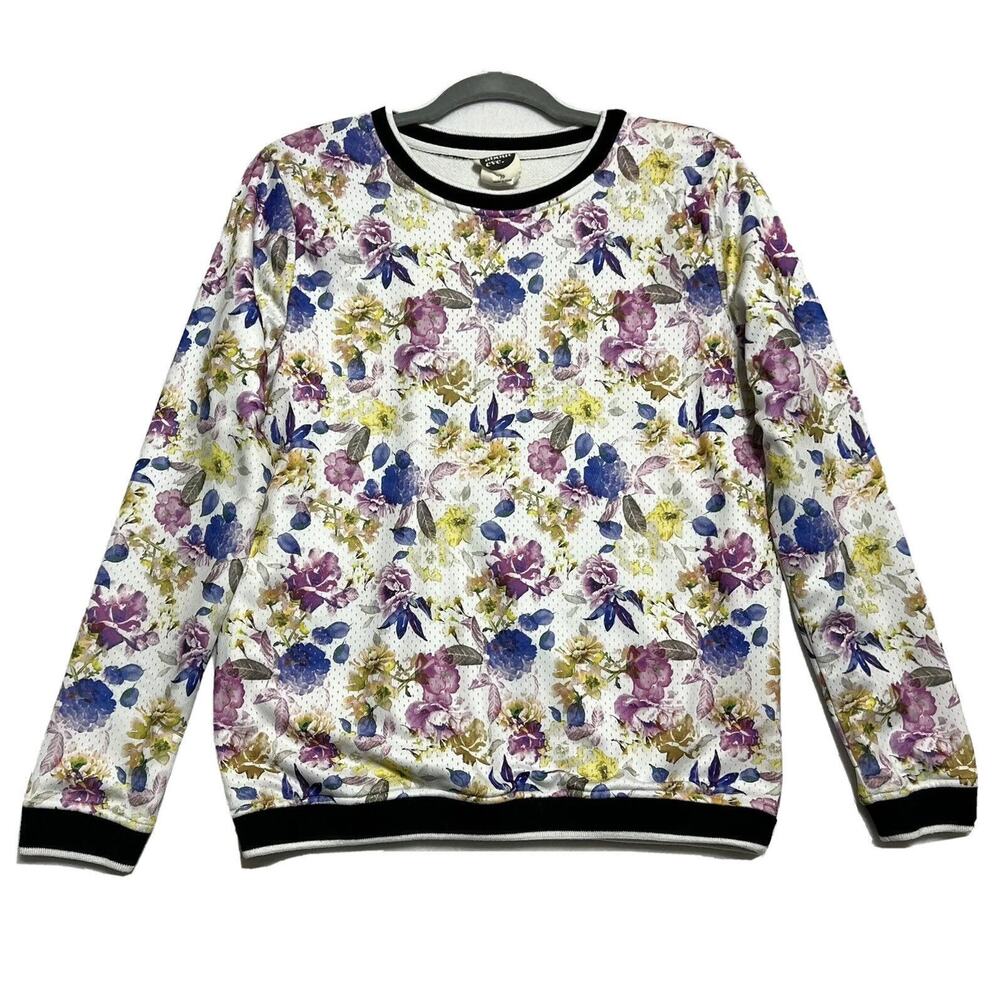 Women’s Sweatshirt Size 10 Floral Crew Neck Long Sleeve Knit Tee All About Eve